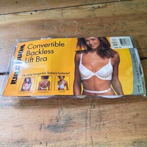 Vintage WonderBra White Convertible Backless Lift Bra Size 36B New